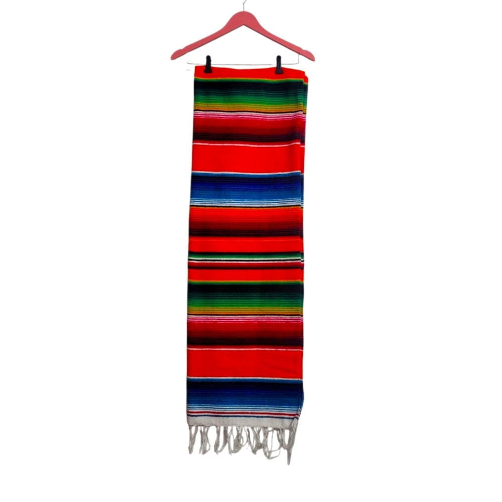 Vibrant Multicolor Mexican Sarape Striped Blanket lot of 2